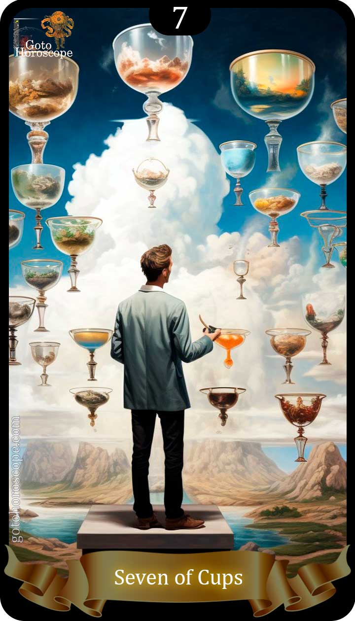 Seven (7) of Cups Tarot Card Meaning: Upright, Reversed, Keywords